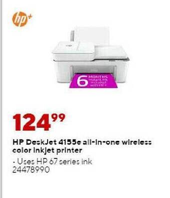 Staples Hp deskjet 4155e all-in-one wireless color inkjet printer offer