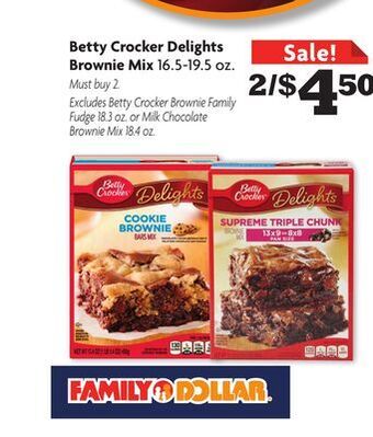 Family Dollar Betty crocker delights brownie mix offer