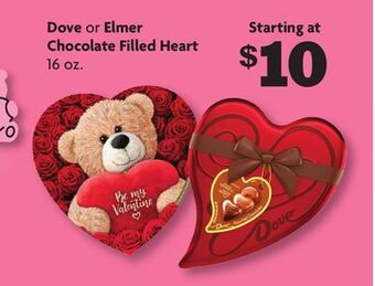 Family Dollar Dove or elmer chocolate filled heart offer