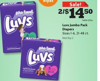 Family Dollar Luvs jumbo pack diapers offer