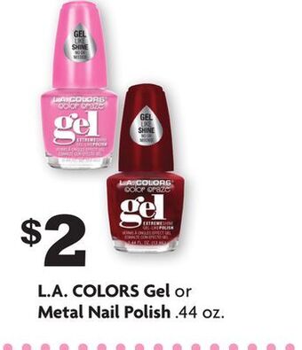 Family Dollar L. a. colors gel or metal nail polish offer
