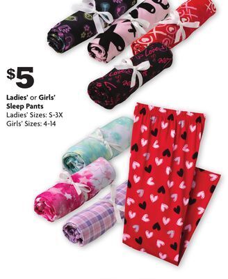 Family Dollar Ladies' or girls' sleep pants offer