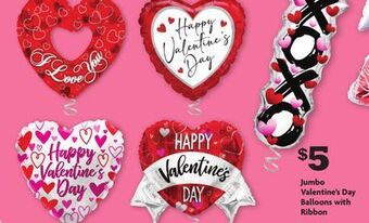 Family Dollar Jumbo valentine's day balloons with ribbon offer