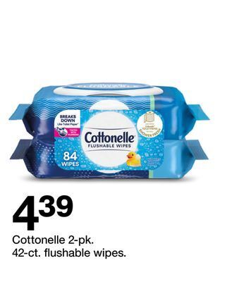 Target Cottonelle 2-pk. 42-ct. flushable wipes. offer