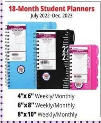 Ocean State Job Lot 18-month student planners offer