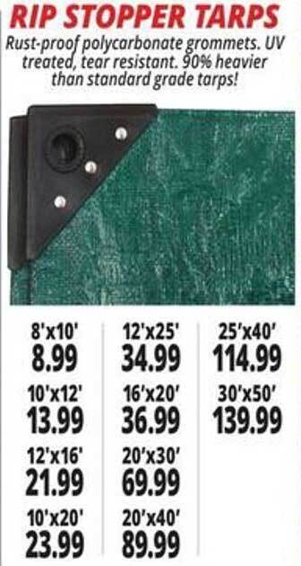 Ocean State Job Lot Rip stopper tarps offer