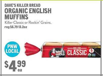 New Seasons Market Dave's killer bread organic english muffins offer