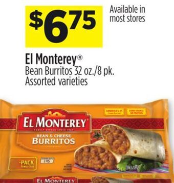 Dollar General El monterey® bean burritos offer