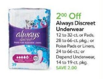 Publix Always Discreet Underwear offer