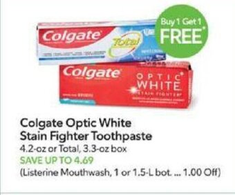 Publix Colgate Optic White Stain Fighter Toothpaste offer