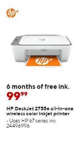 Staples Hp deskjet 2755e all-in-one wireless color inkjet printer offer