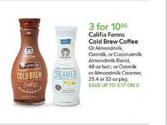 Publix Califia farms cold brew coffee offer