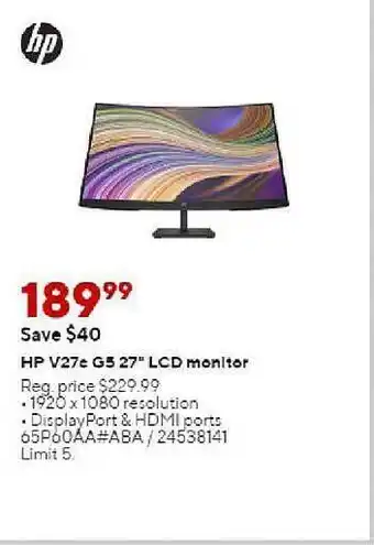 Staples Hp v27e g5 27 offer