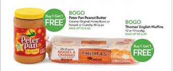 Publix Peter pan peanut butter or thomas' english muffins offer