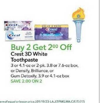 Publix Crest 3d white toothpaste offer