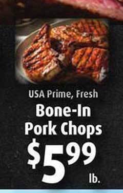 Gristedes Bone-in pork chops offer