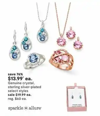 JC Penney Genuine crystal, sterling silver-plated select styles offer