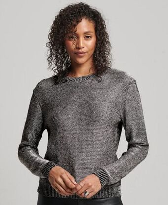 Metallic crew neck jumper