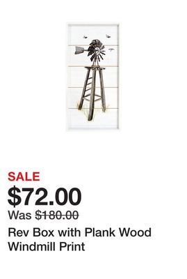 Belk Rev box with plank wood windmill print offer
