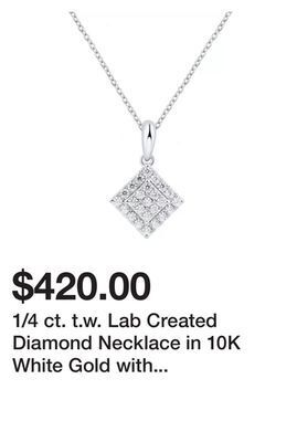 Belk 1/4 ct. t.w. lab created diamond necklace in 10k white gold with 18" rope chain offer