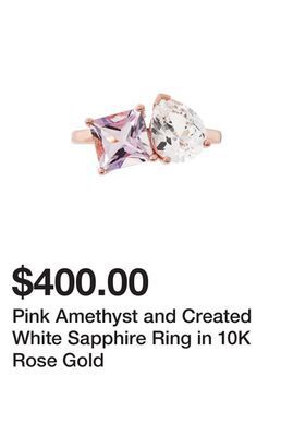 Belk Pink amethyst and created white sapphire ring in 10k rose gold offer