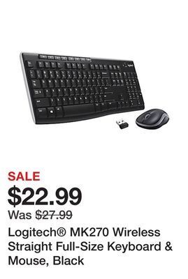 Office Depot Logitech® mk270 wireless straight full-size keyboard & mouse, black offer