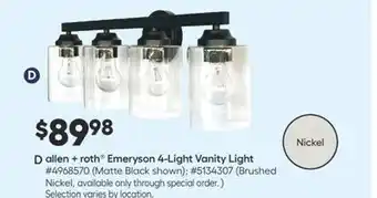 Lowe's Emeryson 4-light vanity light offer