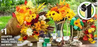 Dollar Tree Assorted Fall Floral Bushes,Vases offer