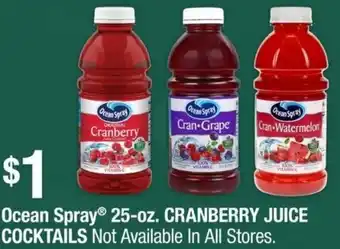 Dollar Tree Ocean Spray 25-oz. Cranberry Juice Coctails offer