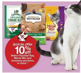 Target Rachael ray, meow mix and greenies pet items in store offer