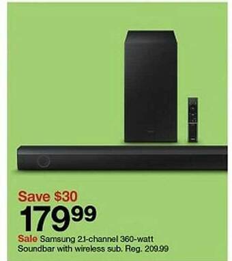 Target Samsung 2.1-channel 360-watt soundbar with wireless sub offer