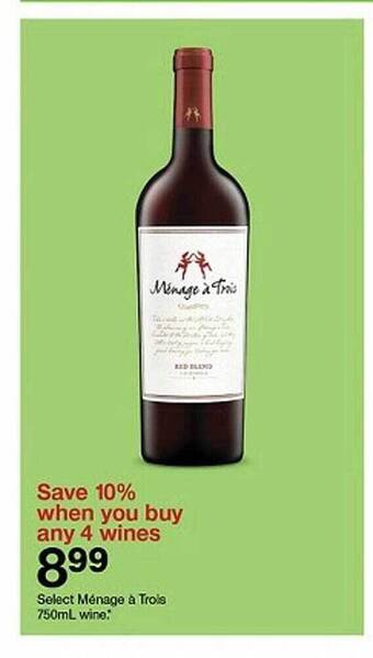 Target Ménage à trois 750ml wine offer