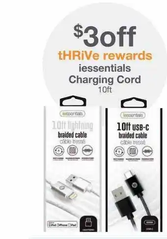 Kinney Drugs Iessentials charging cord offer
