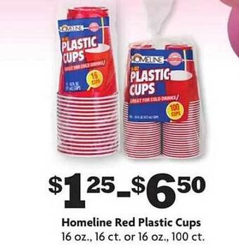 Family Dollar Homeline red plastic cups offer