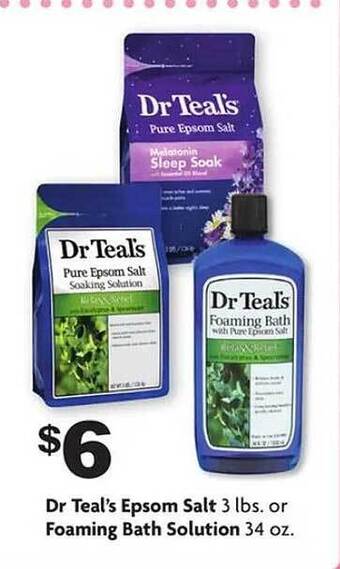 Family Dollar Dr teal's epsom salt or foaming bath solution offer