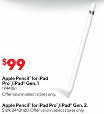Staples Apple Pencil For iPad Pro/iPad Gen.1 offer