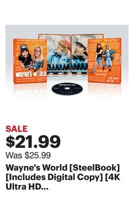 Best Buy Wayne's world [steelbook] [includes digital copy] [4k ultra hd blu-ray] [1992] offer
