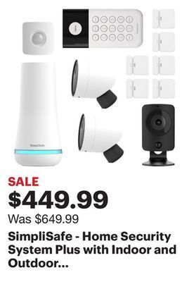Best Buy Simplisafe - home security system plus with indoor and outdoor cameras - 12 piece system - whie offer