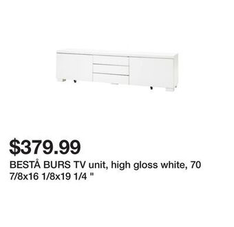 Ikea Bestå burs tv unit, high gloss white, 70 7/8x16 1/8x19 1/4 " offer