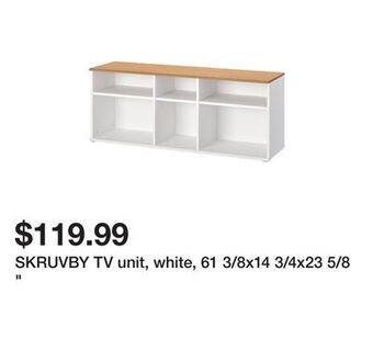 Ikea Skruvby tv unit, white, 61 3/8x14 3/4x23 5/8 " offer