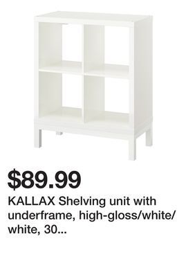Ikea Kallax shelving unit with underframe, high-gloss/white/white, 30 3/8x37 " offer