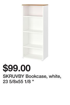 Ikea Skruvby bookcase, white, 23 5/8x55 1/8 " offer