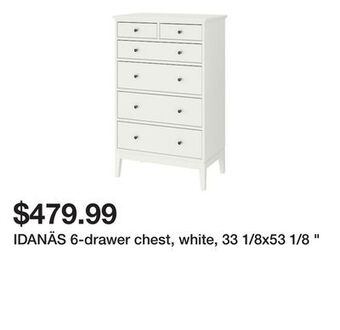 Ikea Idanäs 6-drawer chest, white, 33 1/8x53 1/8 " offer