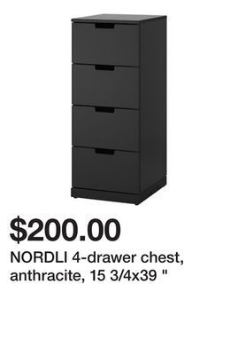 Ikea Nordli 4-drawer chest, anthracite, 15 3/4x39 " offer