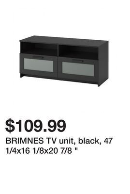 Ikea Brimnes tv unit, black, 47 1/4x16 1/8x20 7/8 " offer