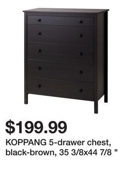 Ikea Koppang 5-drawer chest, black-brown, 35 3/8x44 7/8 " offer