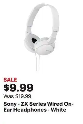 Best Buy Sony - zx series wired on-ear headphones - white offer