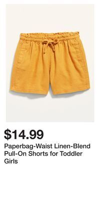 Old Navy Paperbag-waist linen-blend pull-on shorts for toddler girls offer