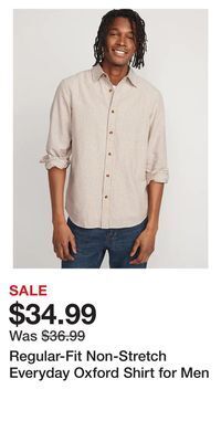 Old Navy Regular-fit non-stretch everyday oxford shirt for men offer