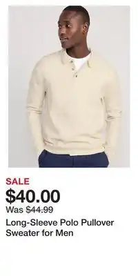 Old Navy Long-sleeve polo pullover sweater for men offer